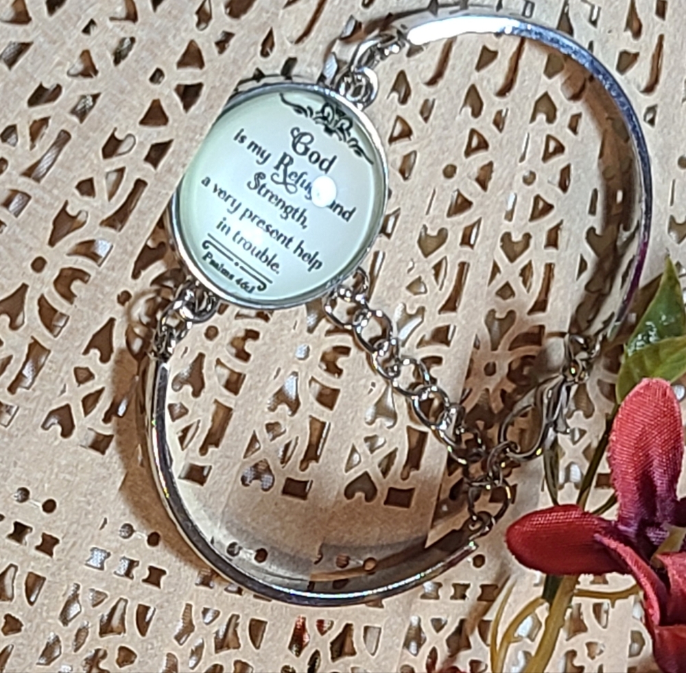 Unique Vintage Silver Inspirational Bracelet